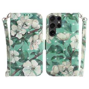 For Samsung Galaxy S24 Ultra 5G 3D Colored Horizontal Flip Leather Phone Case(Watercolor Flower)