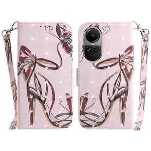 For OPPO Reno10 5G Global/Reno10 Pro Global 3D Colored Horizontal Flip Leather Phone Case(Butterfly High-heeled)