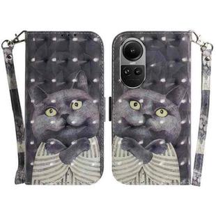 For OPPO Reno10 5G Global/Reno10 Pro Global 3D Colored Horizontal Flip Leather Phone Case(Hug Cat)