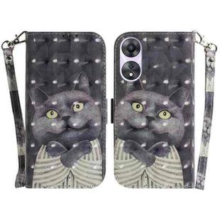 For OPPO A58 4G 3D Colored Horizontal Flip Leather Phone Case(Hug Cat)