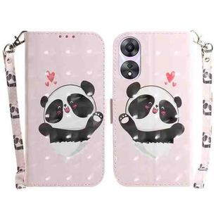 For OPPO A58 4G 3D Colored Horizontal Flip Leather Phone Case(Heart Panda)