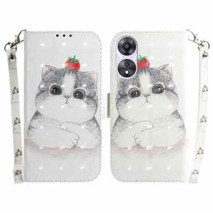 For OPPO A58 4G 3D Colored Horizontal Flip Leather Phone Case(Cute Cat)