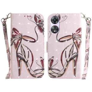 For OPPO A78 4G 3D Colored Horizontal Flip Leather Phone Case(Butterfly High-heeled)