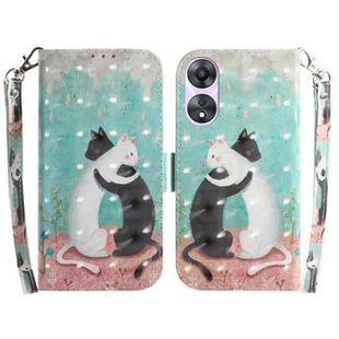 For OPPO A78 4G 3D Colored Horizontal Flip Leather Phone Case(Black White Cat)