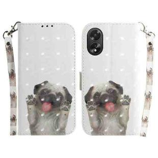 For OPPO A38 4G / A18 3D Colored Horizontal Flip Leather Phone Case(Pug)