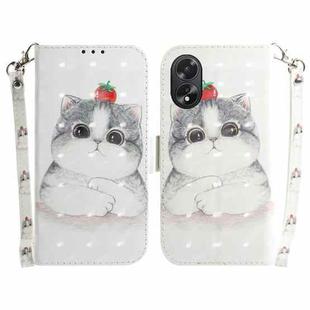 For OPPO A38 4G / A18 3D Colored Horizontal Flip Leather Phone Case(Cute Cat)