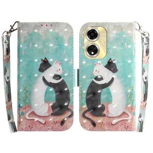 For OPPO A59 5G / A2M 3D Colored Horizontal Flip Leather Phone Case(Black White Cat)
