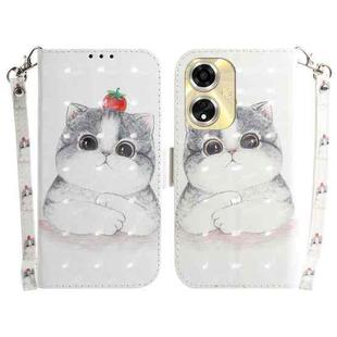 For OPPO A59 5G / A2M 3D Colored Horizontal Flip Leather Phone Case(Cute Cat)