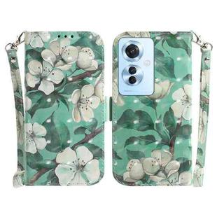 For OPPO Reno11 F Global 3D Colored Horizontal Flip Leather Phone Case(Watercolor Flower)