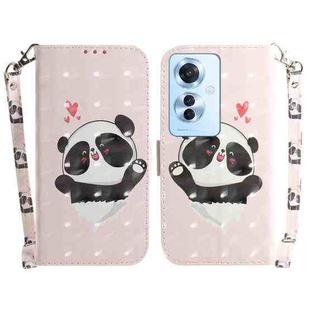 For OPPO F25 Pro 5G Global 3D Colored Horizontal Flip Leather Phone Case(Heart Panda)