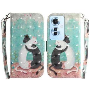 For OPPO F25 Pro 5G Global 3D Colored Horizontal Flip Leather Phone Case(Black White Cat)