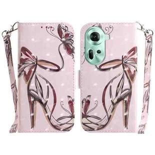 For OPPO Reno11 Global 3D Colored Horizontal Flip Leather Phone Case(Butterfly High-heeled)