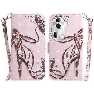 For OPPO Reno11 Pro 5G Global 3D Colored Horizontal Flip Leather Phone Case(Butterfly High-heeled)