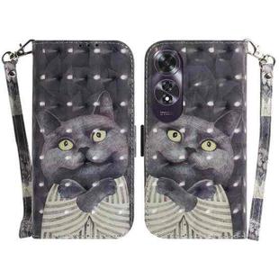 For OPPO A60 4G 3D Colored Horizontal Flip Leather Phone Case(Hug Cat)