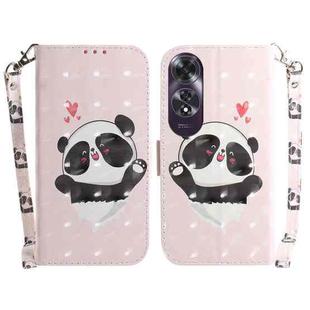 For OPPO A60 4G 3D Colored Horizontal Flip Leather Phone Case(Heart Panda)