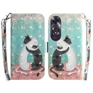 For OPPO A60 4G 3D Colored Horizontal Flip Leather Phone Case(Black White Cat)