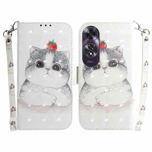 For OPPO A60 4G 3D Colored Horizontal Flip Leather Phone Case(Cute Cat)