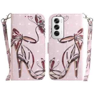 For OPPO Reno12 5G Global 3D Colored Horizontal Flip Leather Phone Case(Butterfly High-heeled)