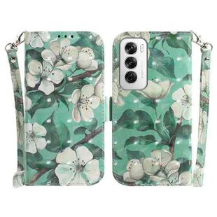 For OPPO Reno12 5G Global 3D Colored Horizontal Flip Leather Phone Case(Watercolor Flower)