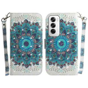 For OPPO Reno12 5G Global 3D Colored Horizontal Flip Leather Phone Case(Peacock Wreath)