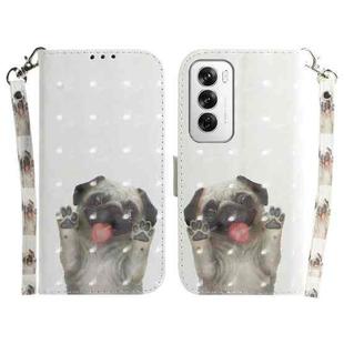 For OPPO Reno12 5G Global 3D Colored Horizontal Flip Leather Phone Case(Pug)