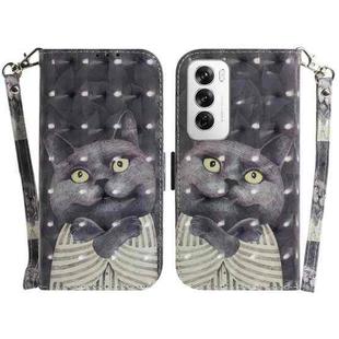 For OPPO Reno12 5G Global 3D Colored Horizontal Flip Leather Phone Case(Hug Cat)