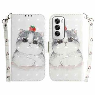 For OPPO Reno12 5G Global 3D Colored Horizontal Flip Leather Phone Case(Cute Cat)