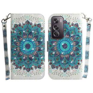 For OPPO Reno12 Pro 5G Global 3D Colored Horizontal Flip Leather Phone Case(Peacock Wreath)