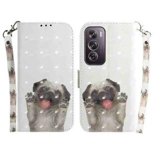 For OPPO Reno12 Pro 5G Global 3D Colored Horizontal Flip Leather Phone Case(Pug)