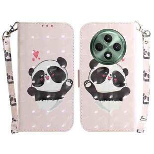 For OPPO Reno12 F 5G 3D Colored Horizontal Flip Leather Phone Case(Heart Panda)