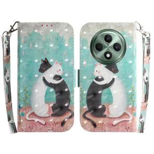 For OPPO Reno12 F 5G 3D Colored Horizontal Flip Leather Phone Case(Black White Cat)