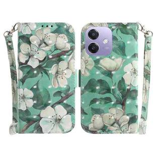 For OPPO A5x 5G / A3 4G / 5G / A3x 4G / 5G 3D Colored Horizontal Flip Leather Phone Case(Watercolor Flower)
