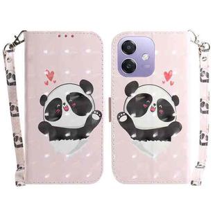 For OPPO A5x 5G / A3 4G / 5G / A3x 4G / 5G 3D Colored Horizontal Flip Leather Phone Case(Heart Panda)