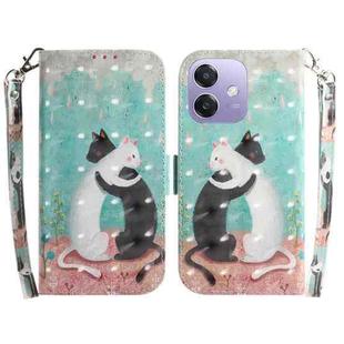 For OPPO A5x 5G / A3 4G / 5G / A3x 4G / 5G 3D Colored Horizontal Flip Leather Phone Case(Black White Cat)
