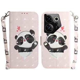 For Tecno Camon 20 Premier 5G 3D Colored Horizontal Flip Leather Phone Case(Heart Panda)
