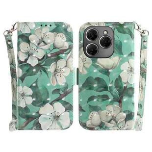 For Tecno Spark 20 Pro 3D Colored Horizontal Flip Leather Phone Case(Watercolor Flower)