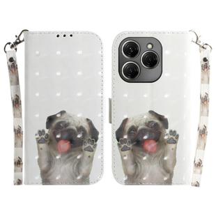 For Tecno Spark 20 Pro 3D Colored Horizontal Flip Leather Phone Case(Pug)