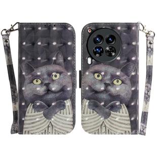 For Tecno Camon 30 Premier 5G 3D Colored Horizontal Flip Leather Phone Case(Hug Cat)