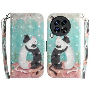 For Tecno Camon 30 Premier 5G 3D Colored Horizontal Flip Leather Phone Case(Black White Cat)