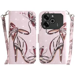 For Tecno Pova 6 / Pova 6 Pro 3D Colored Horizontal Flip Leather Phone Case(Butterfly High-heeled)