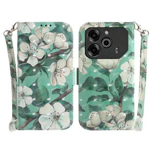 For Tecno Pova 6 / Pova 6 Pro 3D Colored Horizontal Flip Leather Phone Case(Watercolor Flower)
