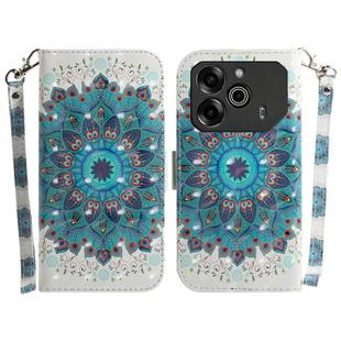 For Tecno Pova 6 / Pova 6 Pro 3D Colored Horizontal Flip Leather Phone Case(Peacock Wreath)
