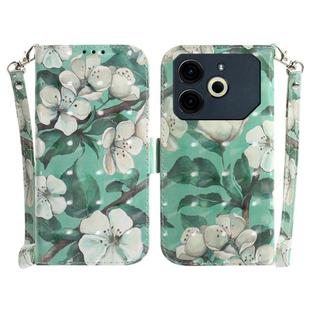 For Tecno Pova 6 Neo 3D Colored Horizontal Flip Leather Phone Case(Watercolor Flower)
