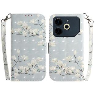 For Tecno Pova 6 Neo 3D Colored Horizontal Flip Leather Phone Case(Magnolia)