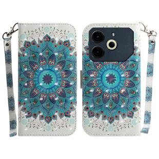 For Tecno Pova 6 Neo 3D Colored Horizontal Flip Leather Phone Case(Peacock Wreath)