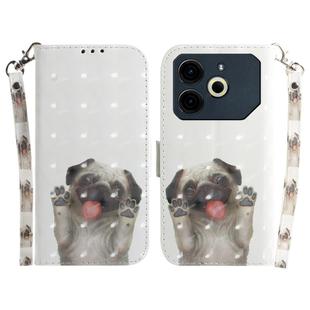 For Tecno Pova 6 Neo 3D Colored Horizontal Flip Leather Phone Case(Pug)
