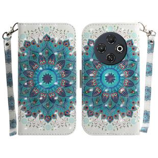 For Tecno Spark 30C 3D Colored Horizontal Flip Leather Phone Case(Peacock Wreath)