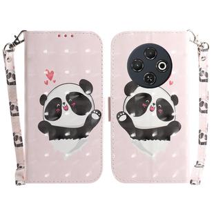 For Tecno Spark 30C 3D Colored Horizontal Flip Leather Phone Case(Heart Panda)