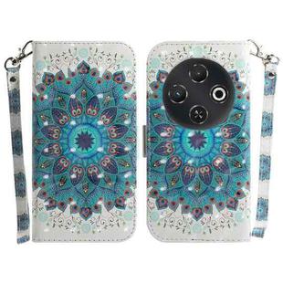 For Tecno Pop 9 5G / Spark 30C 5G 3D Colored Horizontal Flip Leather Phone Case(Peacock Wreath)