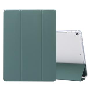 For iPad Air (2019)/Pro 10.5 (2017) 3-folding Electric Pressed Skin Texture Horizontal Flip Shockproof Transparent TPU + PU Leather Case with Holder & Pen Slot & Sleep / Wake-up Function(Deep Green)